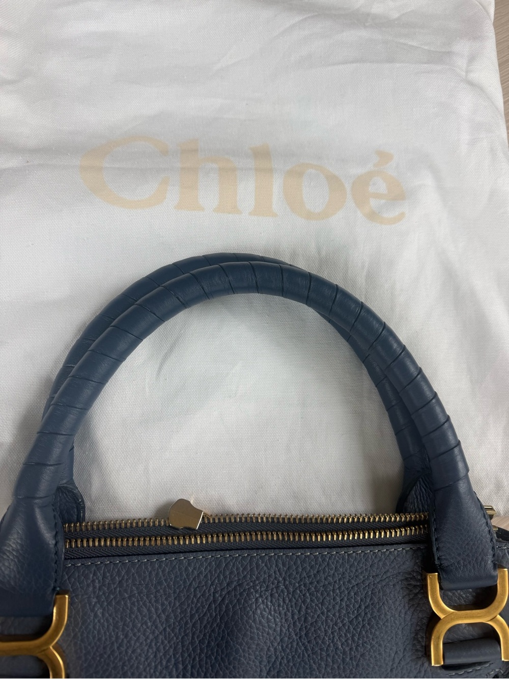 Chloe Marcie Blue/Gray Crossbody Bag with Gold Accents - Picture 7 of 7